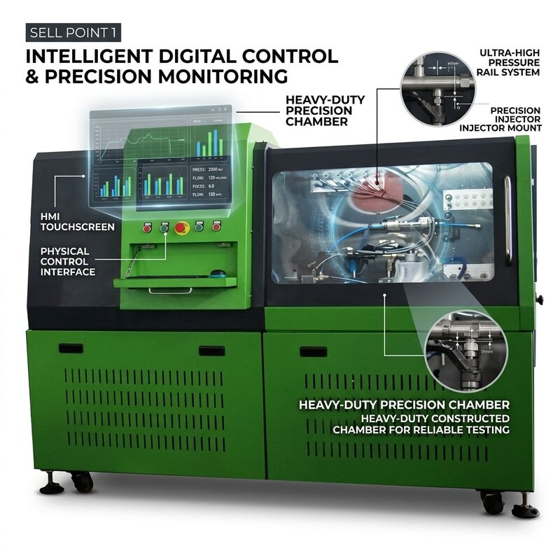 CRB-D1500 Ağır Güçlü Fan Soğutma ile Common Rail Pompa Test Bankası 50.000+ Çalışma Saati ve Basitleştirilmiş PLC Kontrolü